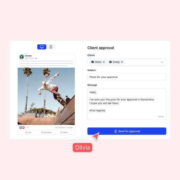 Get posts approved with a single click.