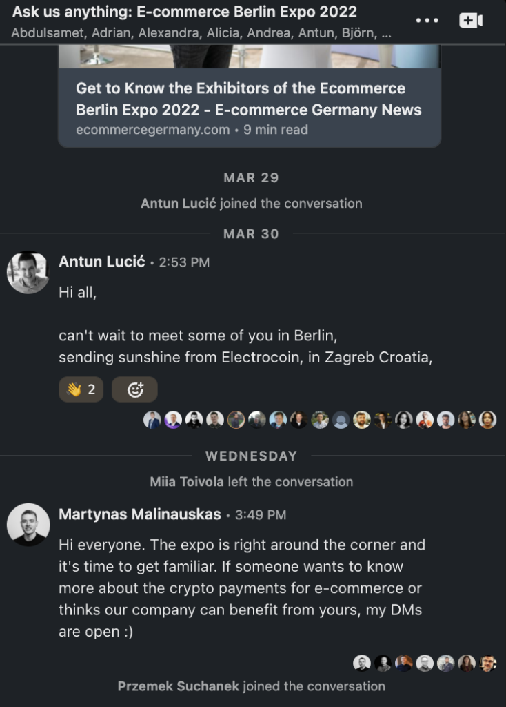 LinkedIn event chat